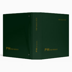 Monogrammed Dark-Green Office Binder with Name