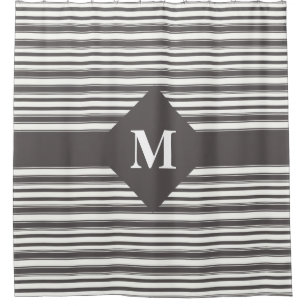 Monogrammed Dark Grey and White Stripes