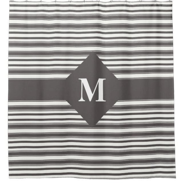 Monogrammed Dark Grey and White Stripes (Front)