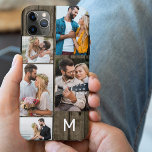 Monogrammed Dark Wood Look 5 Photo iPhone 11 Pro Max Case<br><div class="desc">Customized iPhone case with your initial, multi photo collage and country wood look background. The photo template is set up ready for you to add your pictures, working clockwise from top right. The photo collage uses landscape and portrait formats to give you a variety of options to place your favourite...</div>