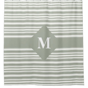 Monogrammed Desert Sage Green Grey Stripes