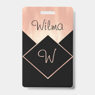 Monogrammed Diamond Logo Metallic Feminine Modern Badge