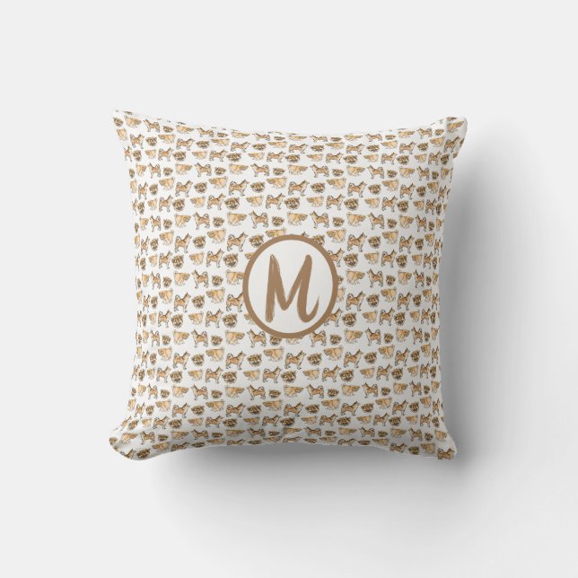 Monogrammed dog design throw pillow (Front)