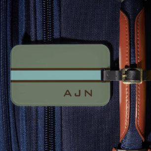 Monogrammed Dusty Green Luggage Tag
