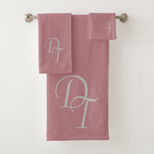 Monogrammed -  dusty rose colour bath towel set