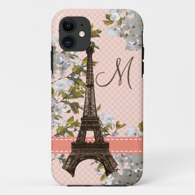 Monogrammed Eiffel Tower Case-Mate iPhone Case (Back)