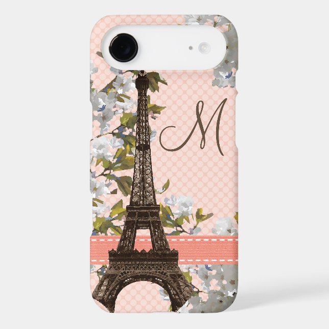 Monogrammed Eiffel Tower iPhone 4 Case Mate Barely (Back)