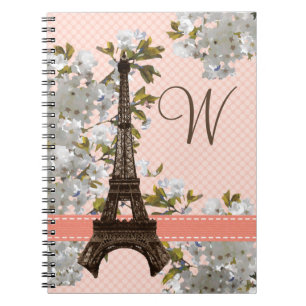 Monogrammed Eiffel Tower Spiral Notebook Journal