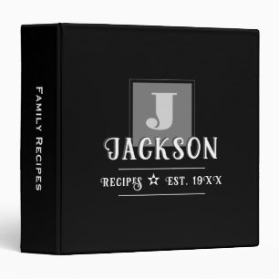 Monogrammed Elegant Boxed Initial Recipe Binder