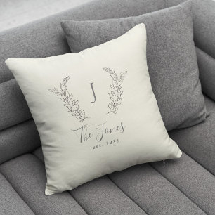Monogrammed elegant chic family name throw pillow