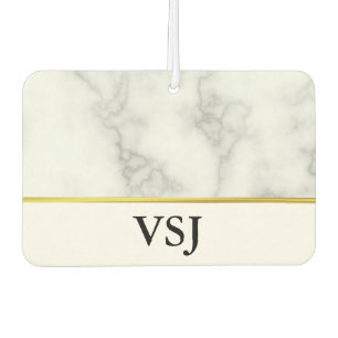 Monogrammed Elegant Faux White Marble Air Freshener