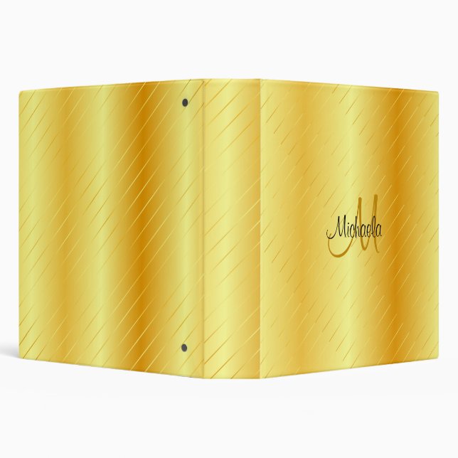 Monogrammed Elegant Gold Look Template Modern Binder (Background)