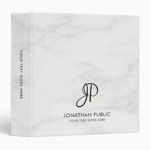 Monogrammed Elegant Marble Look Initial Custom Binder