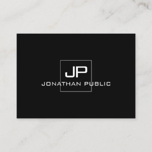 Monogrammed Elegant Modern Black White Template Business Card