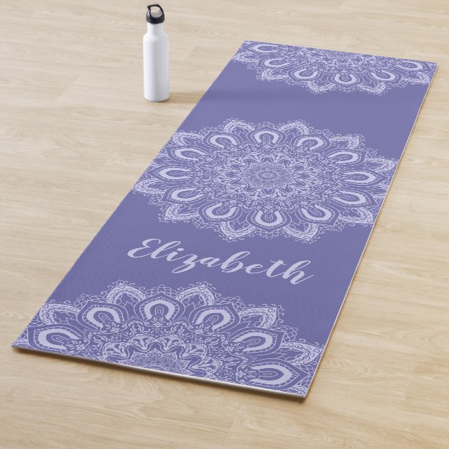 Monogrammed Elegant Purple Blue Mandala Yoga Mat (In Situ)