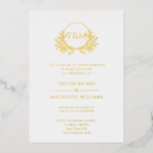 Monogrammed Elegant Real Foil Wreath Wedding