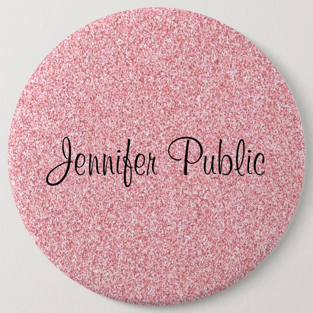 Monogrammed Elegant Rose Gold Glitter Look Trendy 6 Inch Round Button (Front)