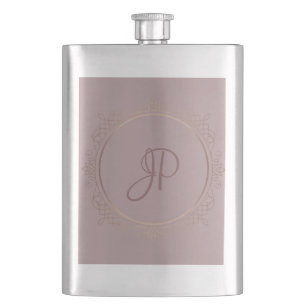 Monogrammed Elegant Rose Gold Template Trendy Hip Flask