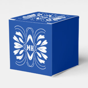Monogrammed Elegant Royal Blue Custom Favor Box
