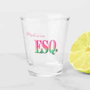 Monogrammed ESQ. Ombre Pink & Green Shot Glass
