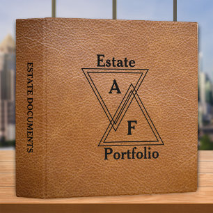 Monogrammed Estate Planning - Brown Faux Leather Binder