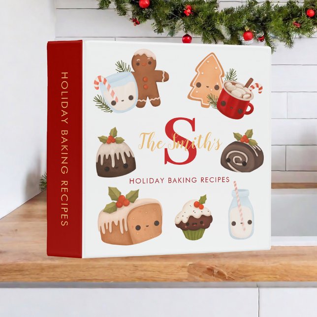 Monogrammed Familly Holiday Baking Recipes Binder (Monogrammed Familly Holiday Baking Recipes 3 Ring Binder
)