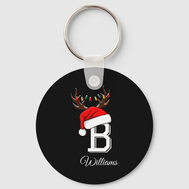 Monogrammed Family Christmas Matching Outfits _3  Keychain (Front)