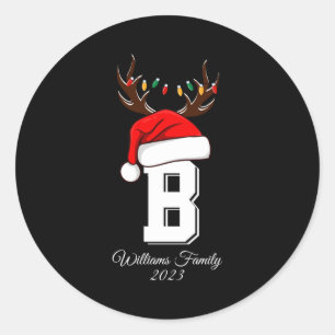 Monogrammed Family Christmas Matching Outfits  Classic Round Sticker