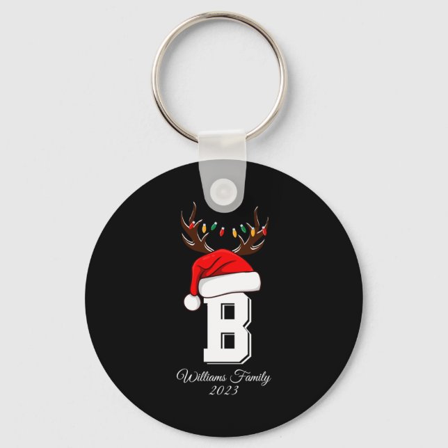 Monogrammed Family Christmas Matching Outfits  Keychain (Front)