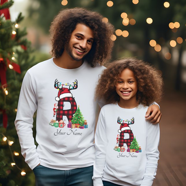 Monogrammed Family Christmas Personalize With Name T-Shirt (Creator Uploaded)