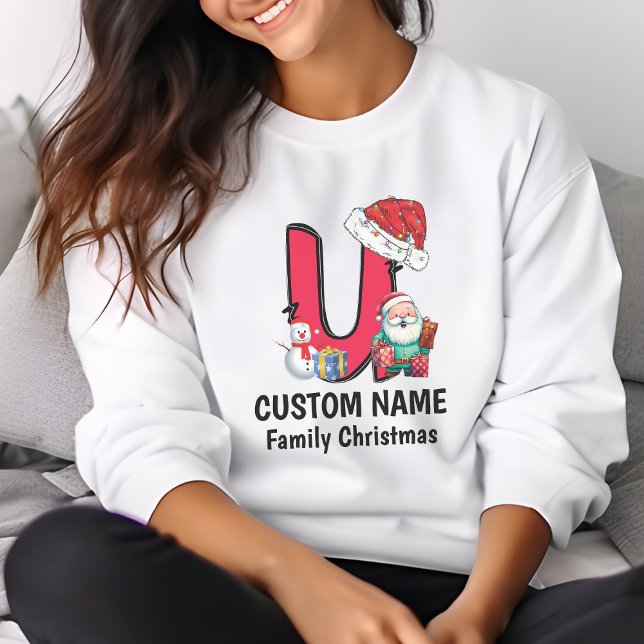 Monogrammed Family Christmas Personalize With Name T-Shirt (Creator Uploaded)