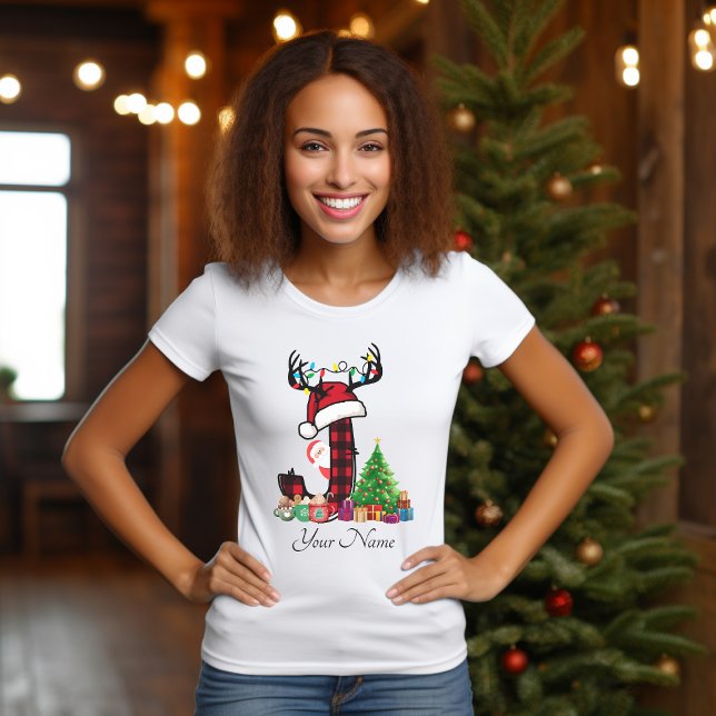 Monogrammed Family Christmas Personalize With Name T-Shirt (Creator Uploaded)
