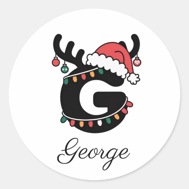 Monogrammed Family Christmas |Personalized Holiday Classic Round Sticker (Front)