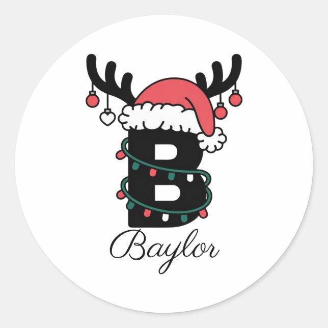 Monogrammed Family Christmas |Personalized Holiday Classic Round Sticker (Front)