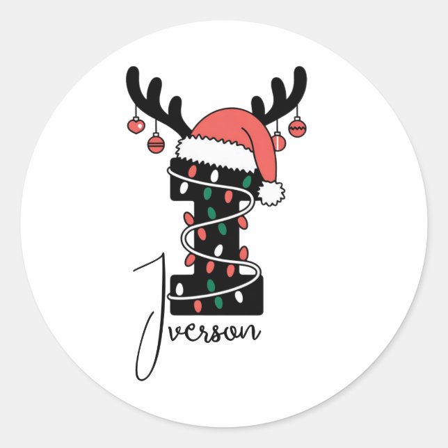 Monogrammed Family Christmas |Personalized Holiday Classic Round Sticker (Front)