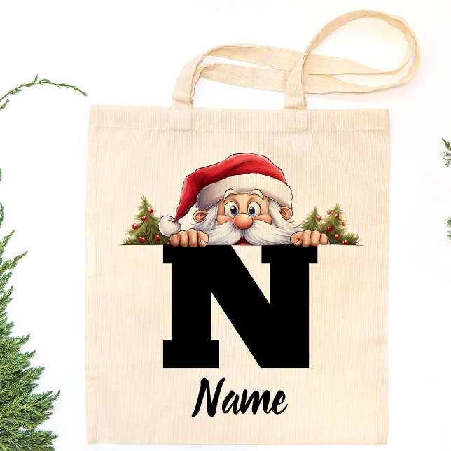 Monogrammed Family Christmas Personalized Santa Tote Bag (Creator Uploaded)