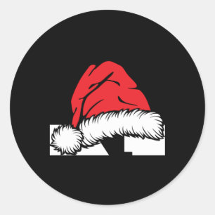 Monogrammed Family Christmas With Name  Classic Round Sticker