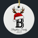 Monogrammed Family Name Santa Claus Christmas  Ceramic Ornament<br><div class="desc">Monogrammed Family Name Santa Claus Christmas</div>
