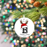 Monogrammed Family Name Santa Claus Christmas  Ceramic Ornament<br><div class="desc">Monogrammed Family Name Santa Claus Christmas</div>