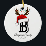 Monogrammed Family Name Santa Claus Christmas  Ceramic Ornament<br><div class="desc">Monogrammed Family Name Santa Claus Christmas</div>
