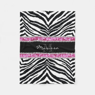 Monogrammed Faux Glitter Bling Rhinestone Girl's Fleece Blanket
