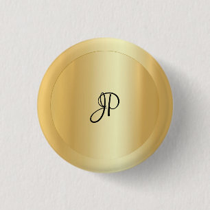 Monogrammed Faux Gold Elegant Add Your Text 1 Inch Round Button