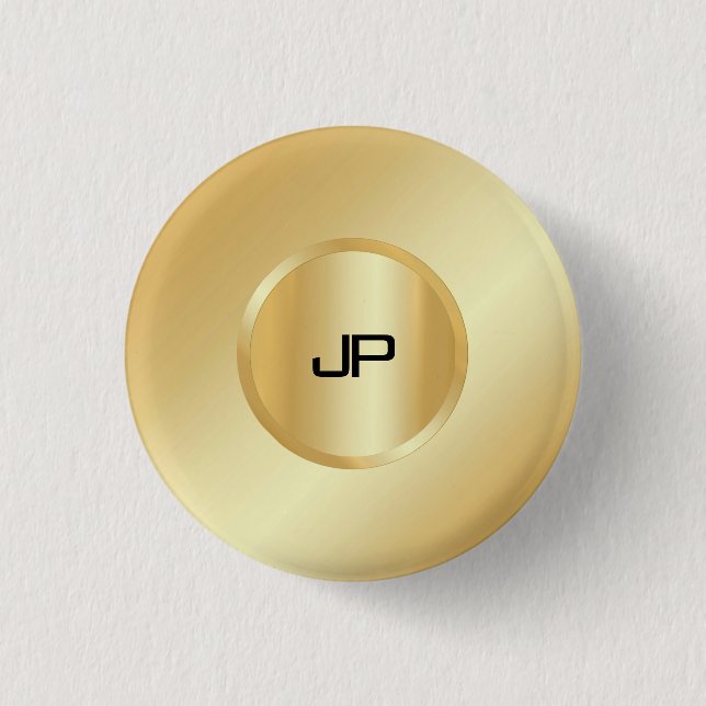 Monogrammed Faux Gold Elegant Custom Template 1 Inch Round Button (Front)