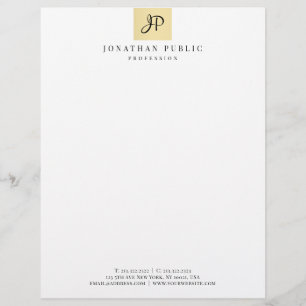 Monogrammed Faux Gold Template Glamour Trendy Letterhead
