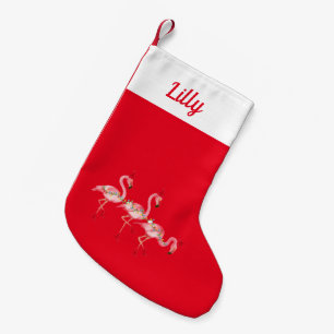 Monogrammed faux linen Christmas Stocking