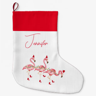 Monogrammed faux linen Christmas Stocking