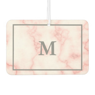 Monogrammed Faux Pink Marble Air Freshener