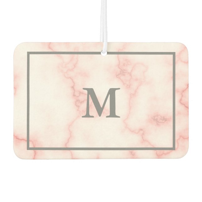 Monogrammed Faux Pink Marble Air Freshener (Front)