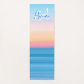 Monogrammed Feminine Pastel Beach Sunset Custom Yoga Mat