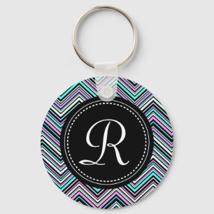 Monogrammed Feminine Tribal Chevron Pattern Keychain